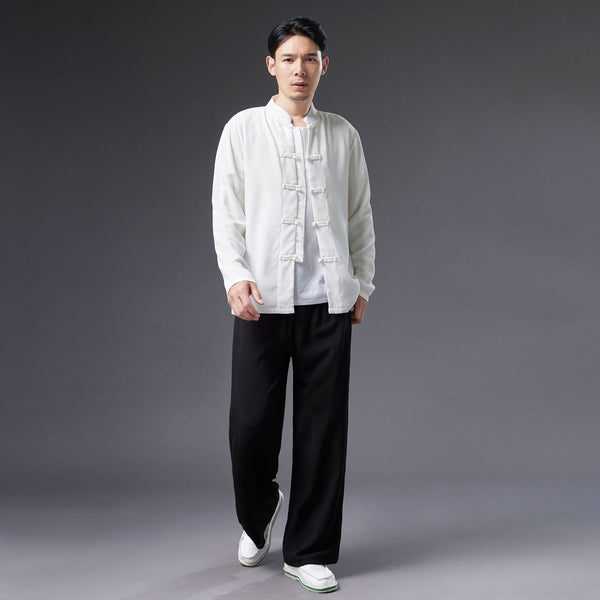 2021 Autumn NEW! Men Asian Style Linen and Cotton Long Sleeve Cardigan Thin Jacket