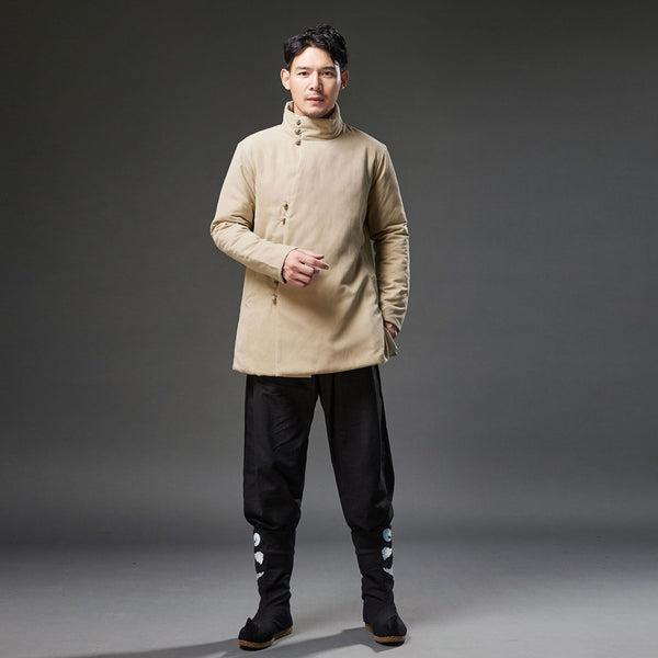 2021 Winter NEW! Men Modern Simple Style Linen and Cotton Quilted Short Coat