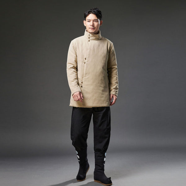 2021 Winter NEW! Men Modern Simple Style Linen and Cotton Quilted Short Coat