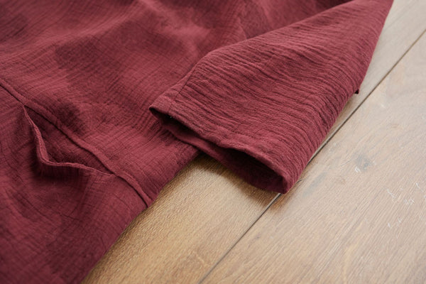 Men Causal Style Round Neck Linen and Cotton bracket 3/4 Sleeve Jacquard Tops