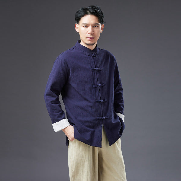 2022 Summer NEW! Men Zen Style Linen and Cotton Long Sleeve Middle Buckle Thin Jacket