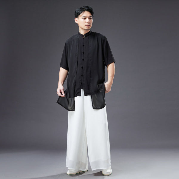 2022 Summer NEW! Men Retro Style Linen and Cotton Short Sleeve 2 Layers Shirts