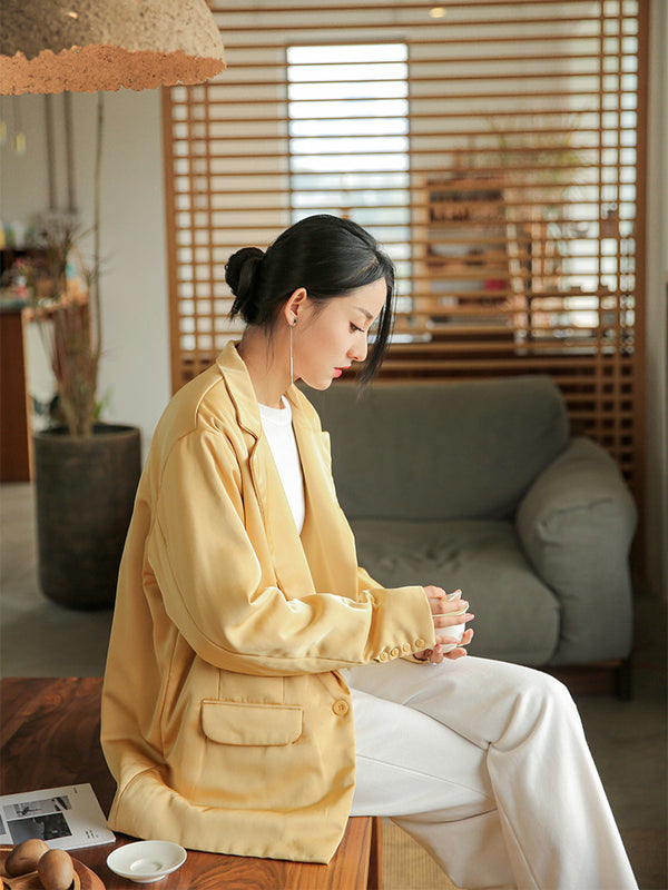 2021 Winter NEW! Women Linen and Cotton Suit Style Long-sleeved Jacket