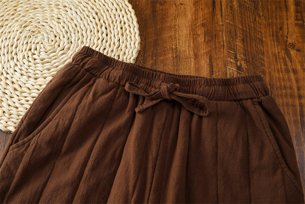 2021 Autumn NEW! Women Modern Causal Style Linen and Cotton Quilted Pants