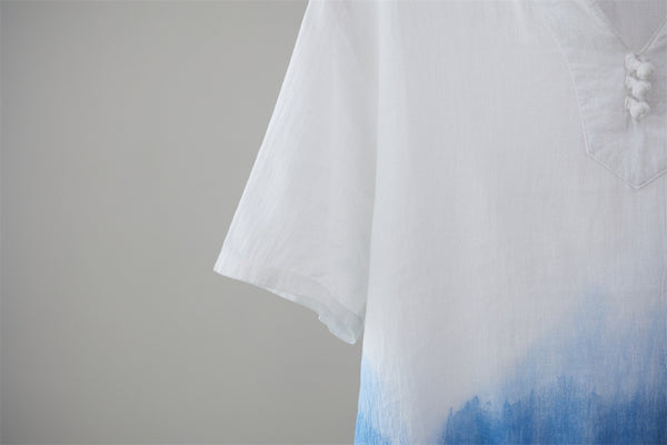 2022 Summer NEW! Men Natural Dyed Linen and Cotton Short Sleeve T-Shirts