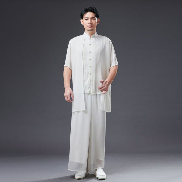 2022 Summer NEW! Men Retro Style Linen and Cotton Short Sleeve 2 Layers Shirts