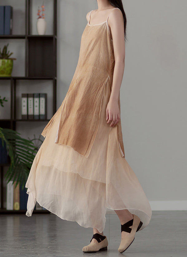 2022 Summer NEW! Women Extra Loose Comfortable Linen and Cotton Dyed Color Slip Dress