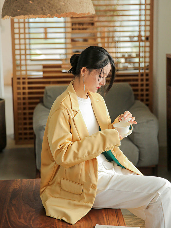 2021 Winter NEW! Women Linen and Cotton Suit Style Long-sleeved Jacket