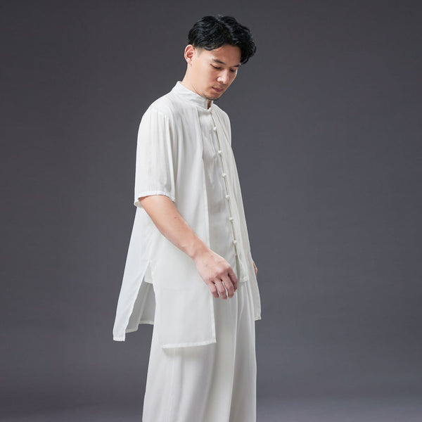 2022 Summer NEW! Men Retro Style Linen and Cotton Short Sleeve 2 Layers Shirts