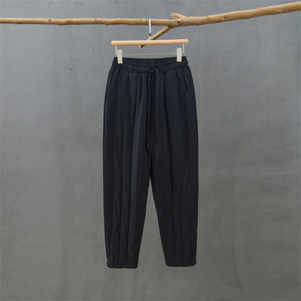 2021 Autumn NEW! Women Modern Causal Style Linen and Cotton Quilted Pants