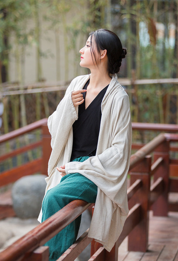 2022 Summer NEW! Women Linen and Cotton Loose Thin Zen Style Long Coat
