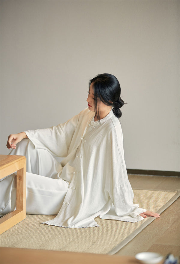 2022 Summer NEW! Women Linen and Cotton Loose Thin Zen Style Long Jacket