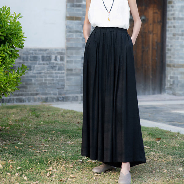 2022 Summer NEW! Women Loose Style Sand Washed Linen and Cotton Wide Legs Pants