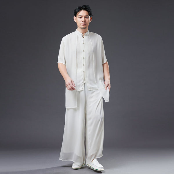 2022 Summer NEW! Men Retro Style Linen and Cotton Short Sleeve 2 Layers Shirts