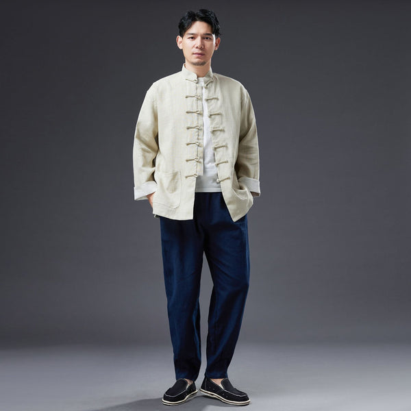 2022 Summer NEW! Men Causal Style Linen and Cotton Drawstring Small Leg Pants