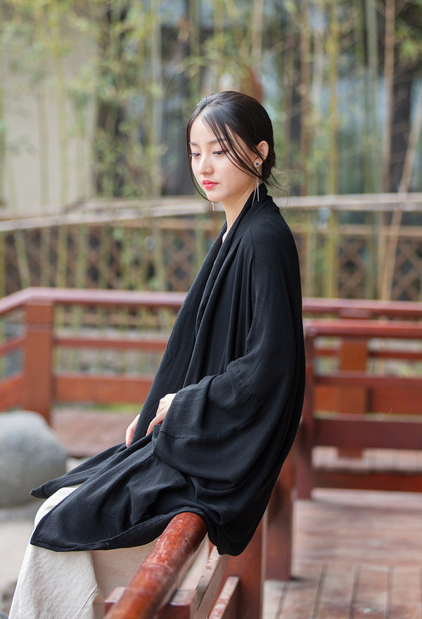 2022 Summer NEW! Women Linen and Cotton Loose Thin Zen Style Long Coat