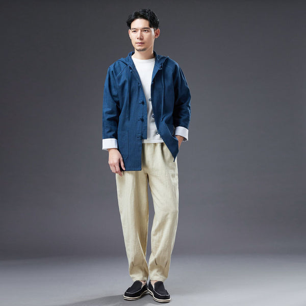 2022 Summer NEW! Men Causal Style Linen and Cotton Drawstring Small Leg Pants