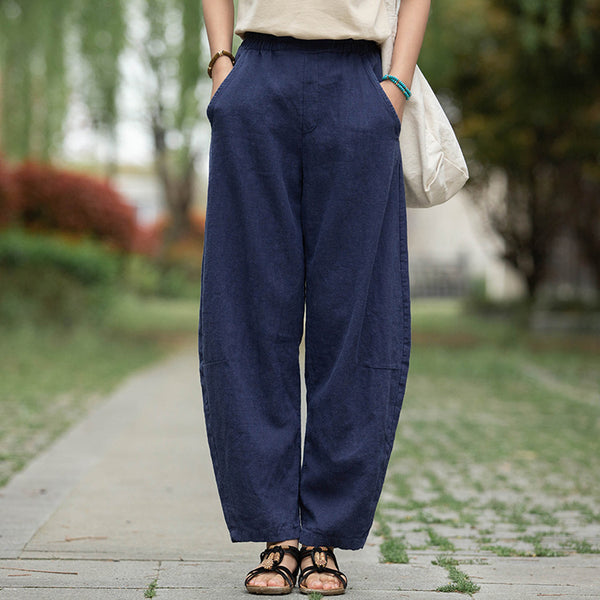 Women Lantern Style Linen and Cotton Causal Loose Pants