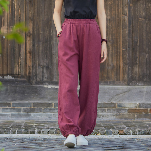 2021 Autumn NEW! Women Simple Causal Lantern Style Linen and Cotton Pants