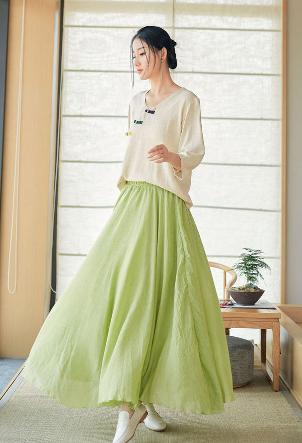 2022 Summer NEW! Women Eastern Style Linen and Cotton Mid Sleeve Shirt