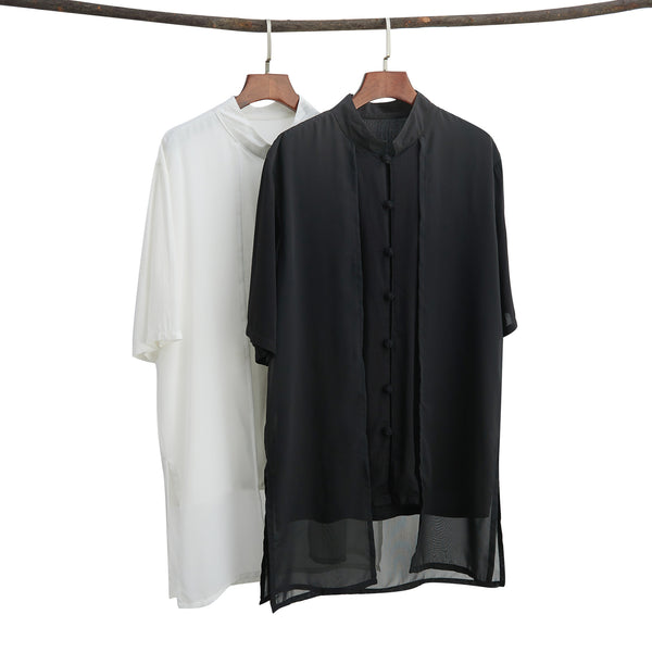 2022 Summer NEW! Men Retro Style Linen and Cotton Short Sleeve 2 Layers Shirts