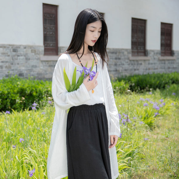 2022 Summer NEW! Women Causal Style Linen and Cotton Long Light Cardigan