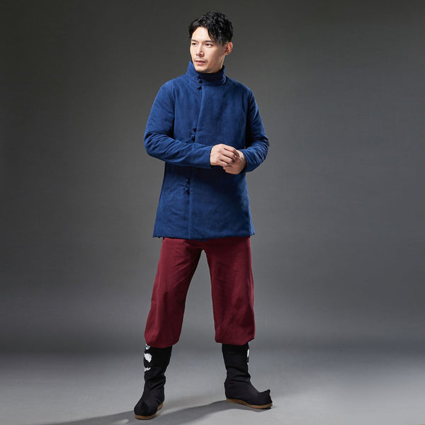 2021 Winter NEW! Men Modern Simple Style Linen and Cotton Quilted Short Coat