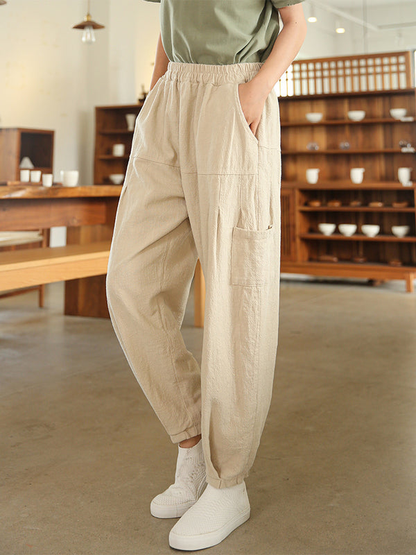 2021 Winter NEW! Women Sand-Washed Linen and Cotton Japanese Style Lantern Pants