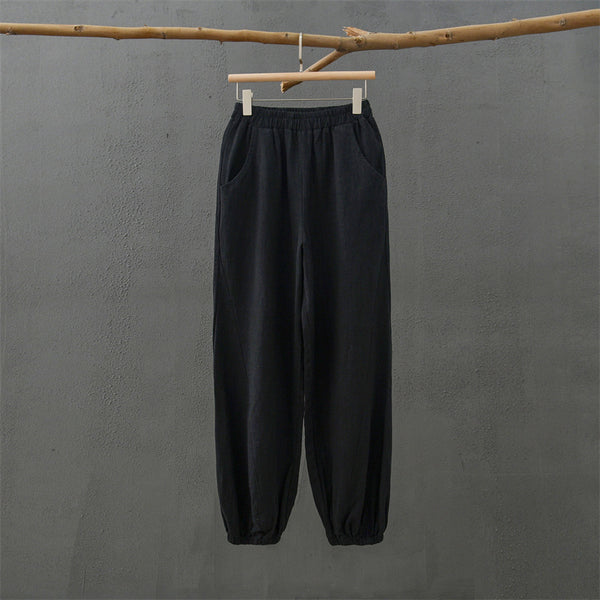 2021 Autumn NEW! Women Simple Causal Lantern Style Linen and Cotton Pants