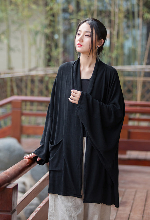 2022 Summer NEW! Women Linen and Cotton Loose Thin Zen Style Long Coat