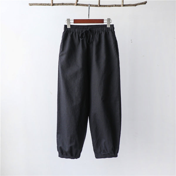 Women Lantern Style Linen and Cotton Lantern Cropped Pants