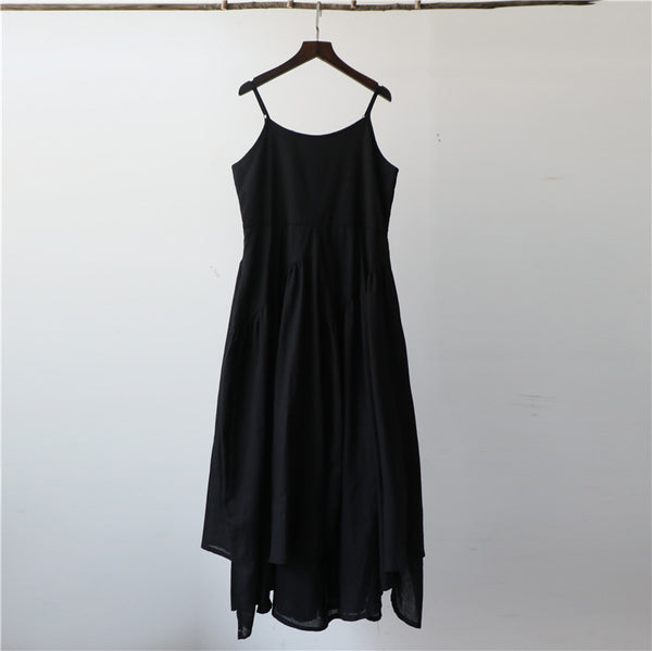 Women Loose Linen and Cotton Pure Color Slip Dress