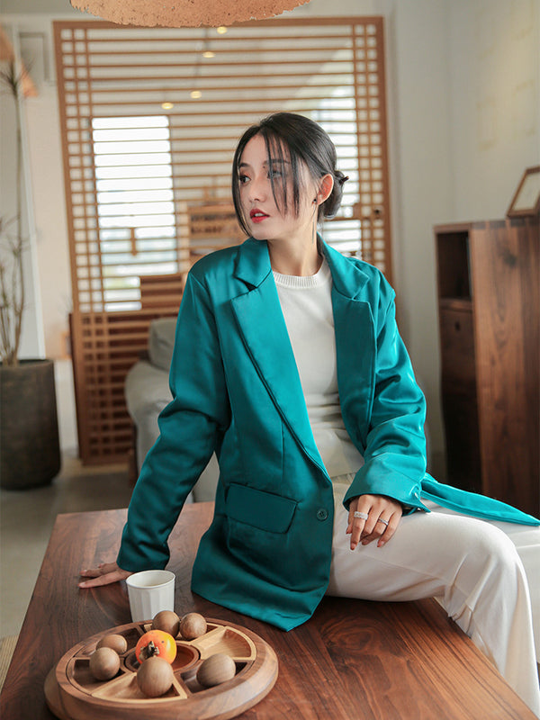 2021 Winter NEW! Women Linen and Cotton Suit Style Long-sleeved Jacket