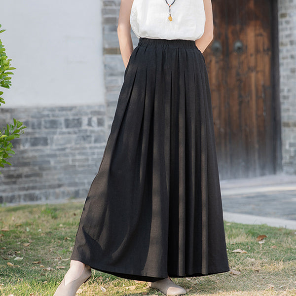2022 Summer NEW! Women Loose Style Sand Washed Linen and Cotton Wide Legs Pants