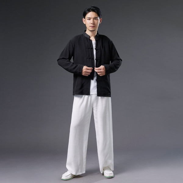 2021 Autumn NEW! Men Asian Style Linen and Cotton Long Sleeve Cardigan Thin Jacket