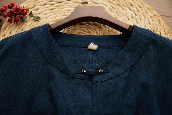 2021 Autumn NEW! Men Retro Chinese Style Pure Color Linen and Cotton Long Sleeve Cardigan Thin Jacket