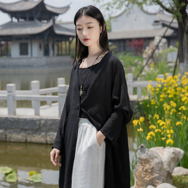 2022 Summer NEW! Women Causal Style Linen and Cotton Long Light Cardigan