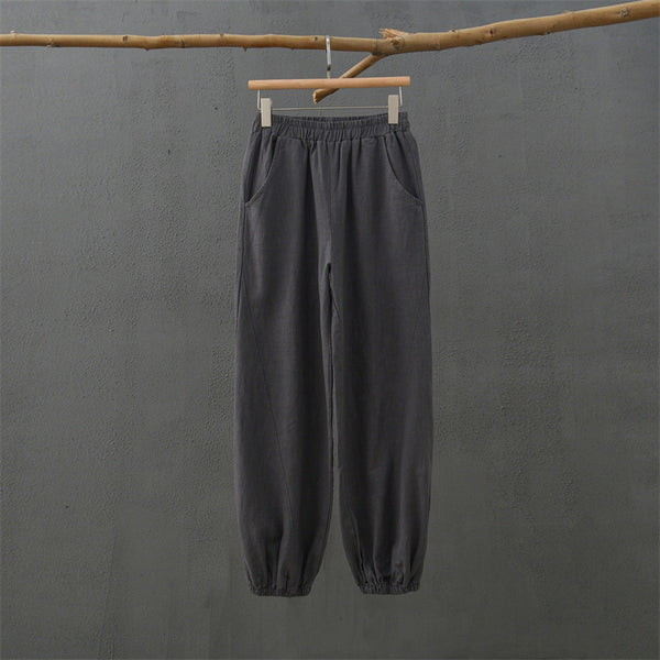 2021 Autumn NEW! Women Simple Causal Lantern Style Linen and Cotton Pants