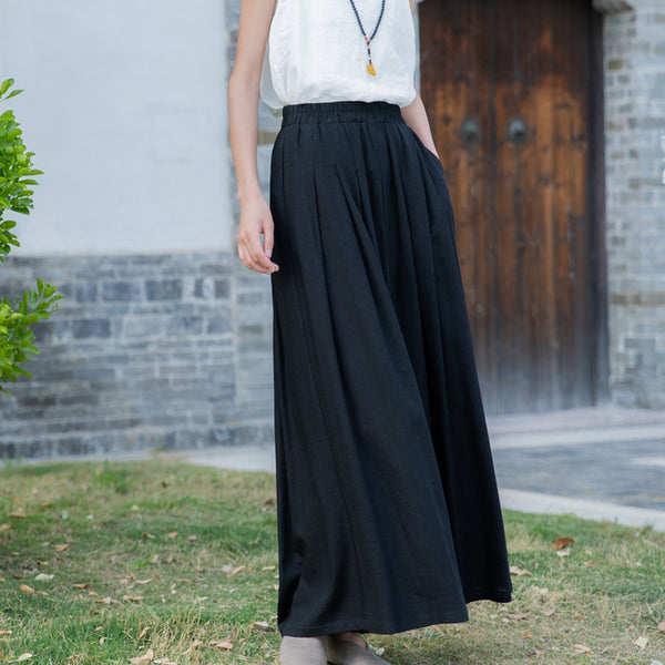 2022 Summer NEW! Women Loose Style Sand Washed Linen and Cotton Wide Legs Pants