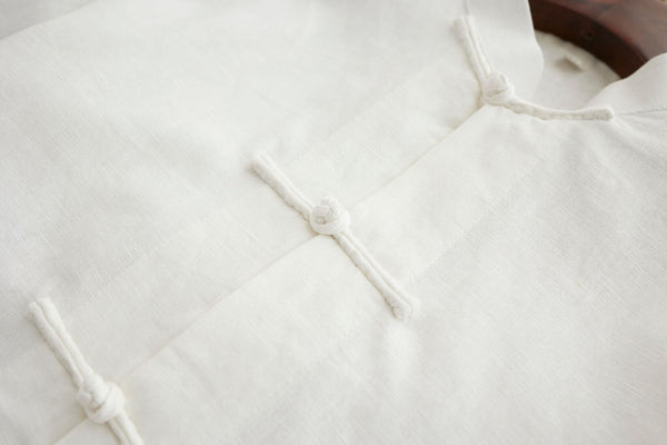 Men Retro Style Linen and Cotton Short Sleeve Pure Color Cardigan Shirts