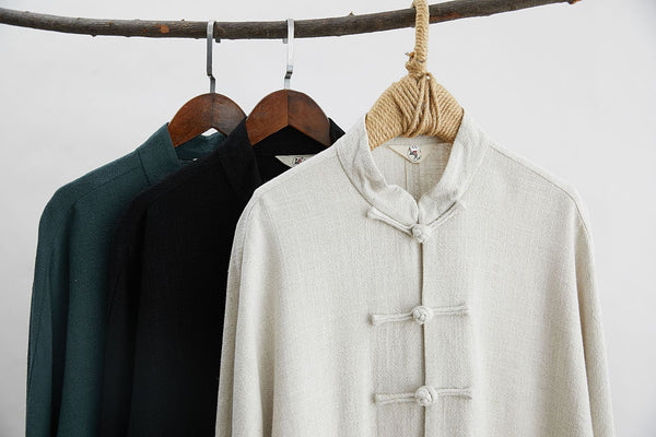 2021 Autumn NEW! Men Retro Chinese Style Linen and Cotton Long Sleeve Cardigan Thin Jacket