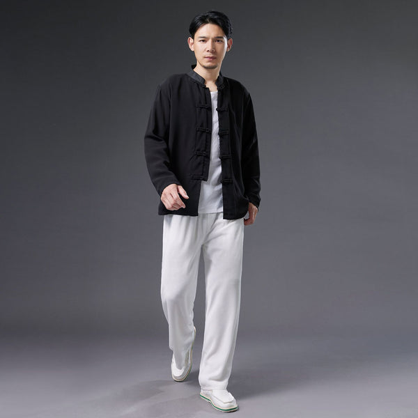 2021 Autumn NEW! Men Asian Style Linen and Cotton Long Sleeve Cardigan Thin Jacket