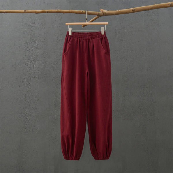 2021 Autumn NEW! Women Simple Causal Lantern Style Linen and Cotton Pants