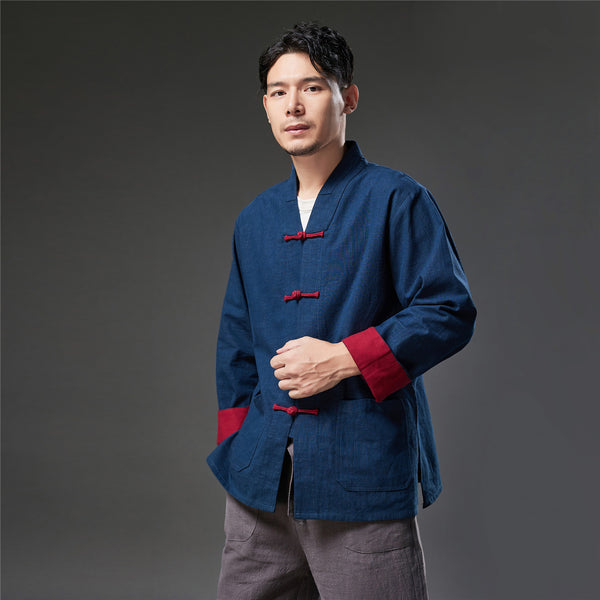 2021 Autumn NEW! Men Retro Chinese Style Linen and Cotton Long Sleeve Cardigan Thin Jacket