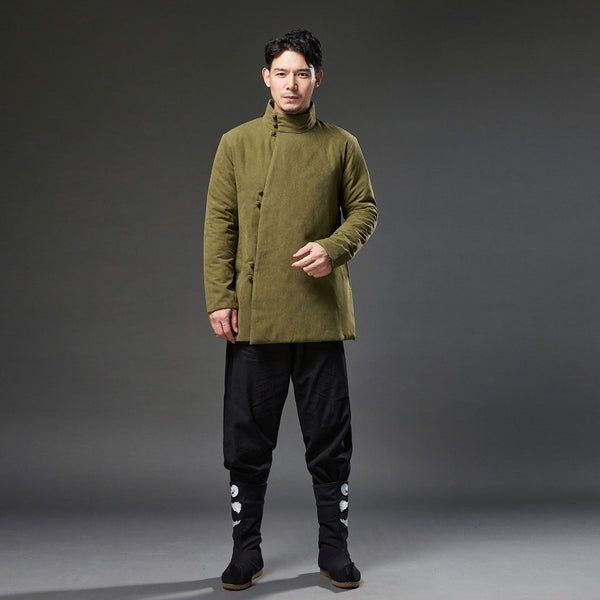 2021 Winter NEW! Men Modern Simple Style Linen and Cotton Quilted Short Coat