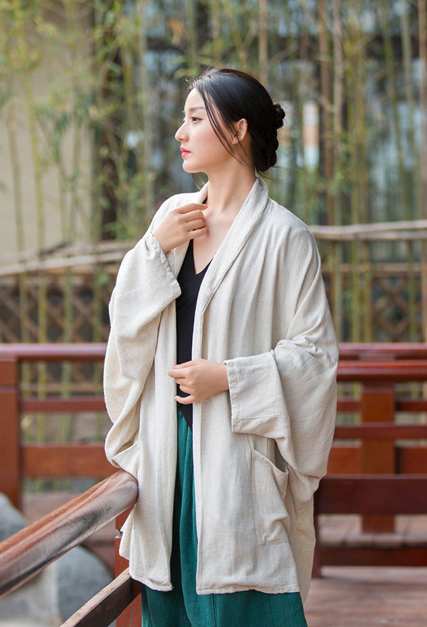 2022 Summer NEW! Women Linen and Cotton Loose Thin Zen Style Long Coat