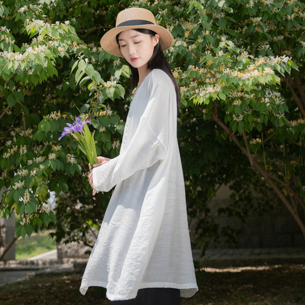 2022 Summer NEW! Women Causal Style Linen and Cotton Long Light Cardigan