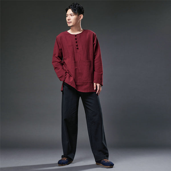 2021 Autumn NEW! Men Retro Style Linen and Cotton Straight Pants