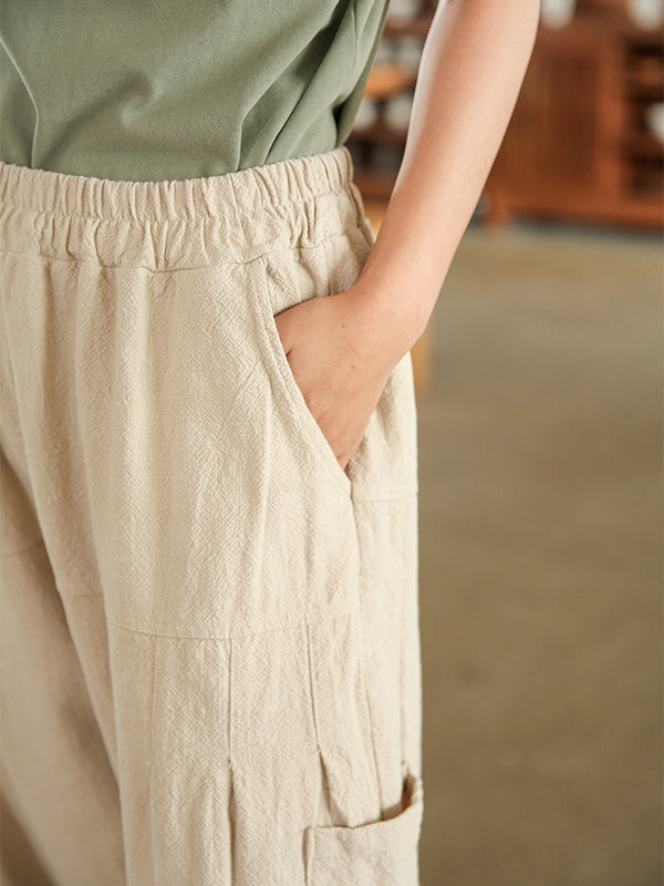 2021 Winter NEW! Women Sand-Washed Linen and Cotton Japanese Style Lantern Pants