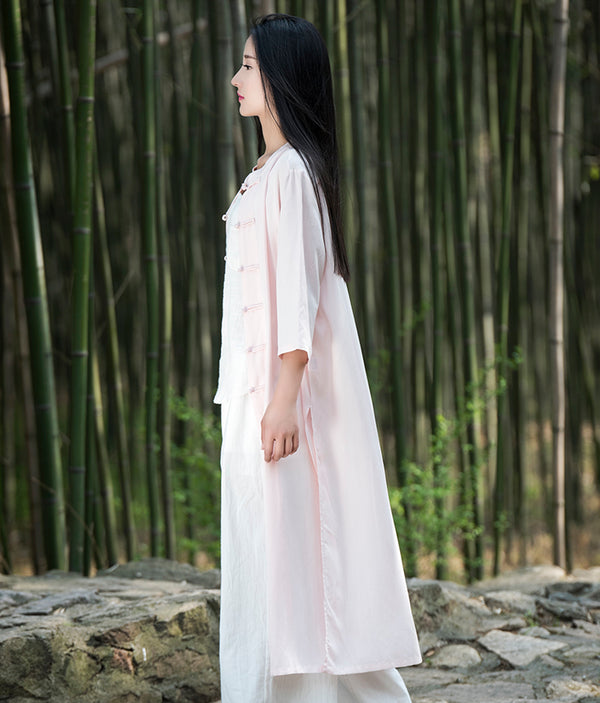 Women Asian KungFu Style Linen and Cotton Coat